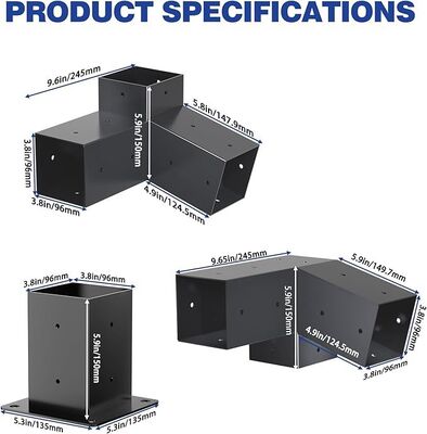 ชุดฮาร์ดแวร์สำหรับระแนงกลางแจ้ง – ขายึดโลหะแบบเอียง 3 ทาง ขนาด 4x4 นิ้ว